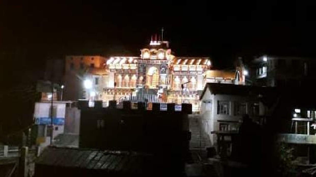 Badrinath Dham lit up with lights Power supply restored