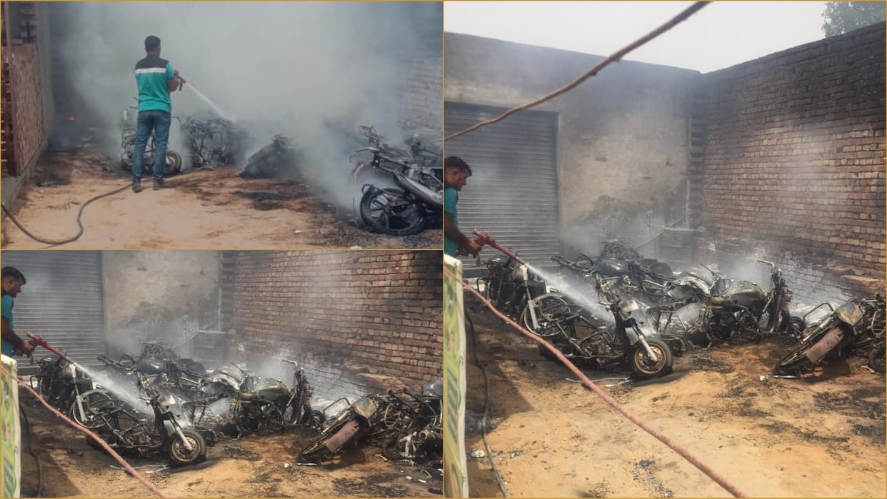 Fire breaks out in bike workshop in Rohtak