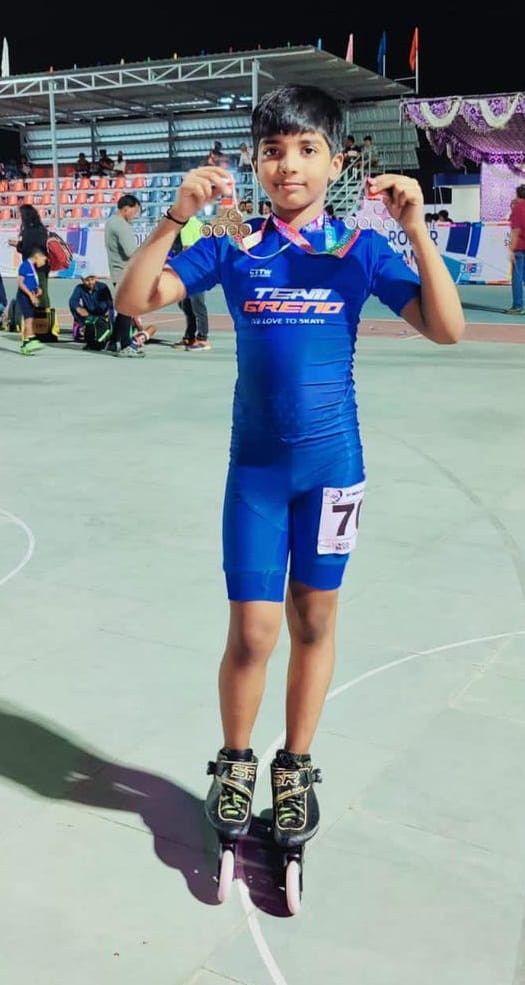 sanidhya sinha gold in national roller skates competition