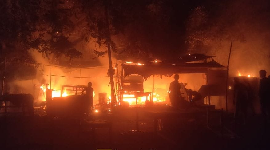 shops caught fire