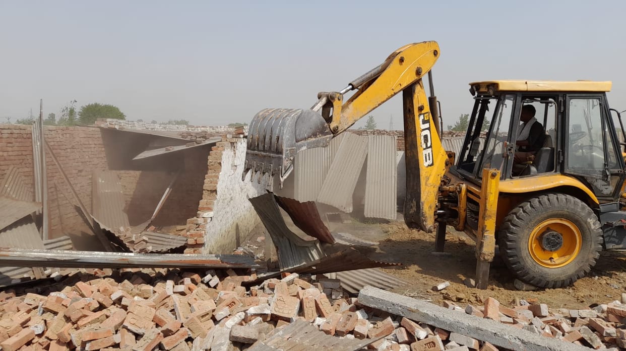 Removal of encroachment which became a hindrance in the construction of overbridge