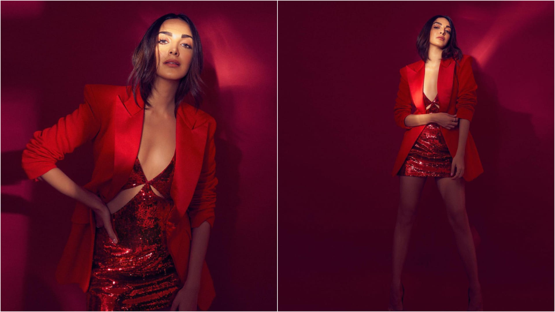 kiara advani flaunts curves in cut out red metallic mini dress for bhool bhulaiyaa 2 promotion