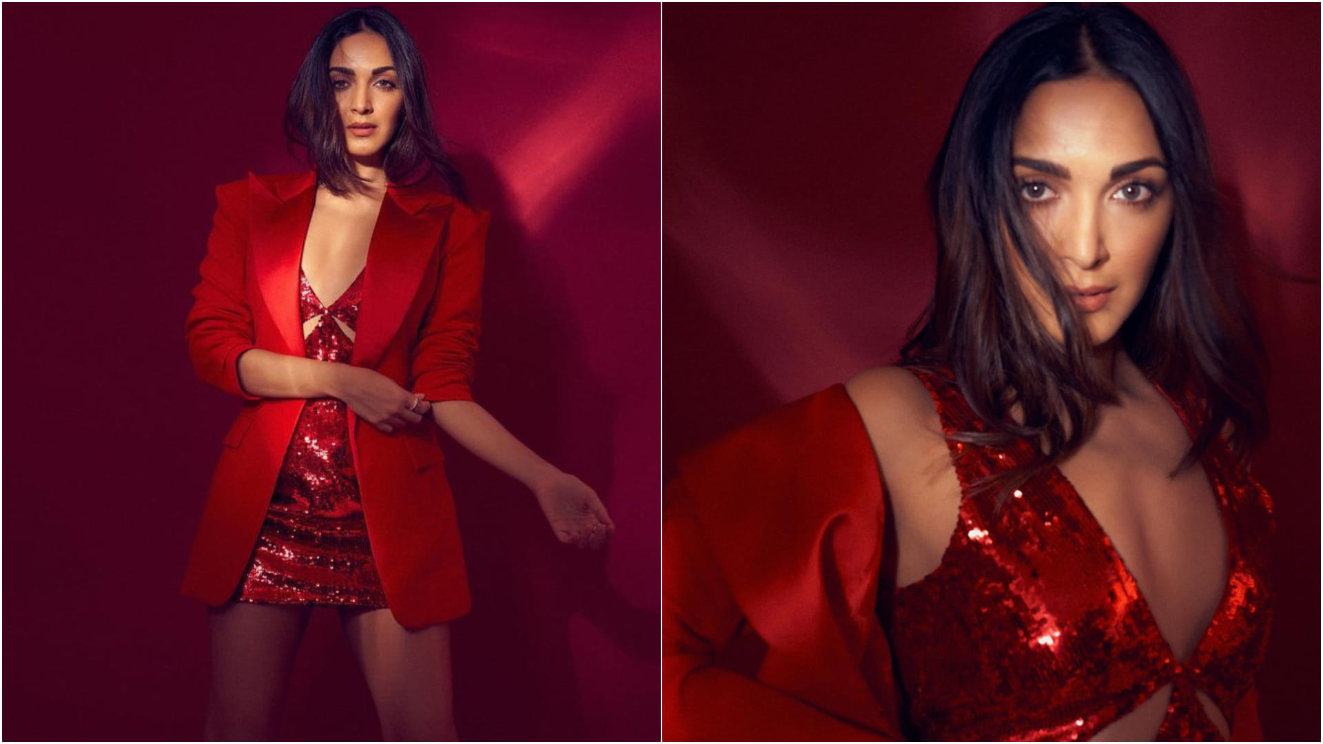 kiara advani flaunts curves in cut out red metallic mini dress for bhool bhulaiyaa 2 promotion