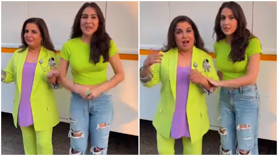 sara ali khan hilarious video with farah khan on set of the khatra khatra