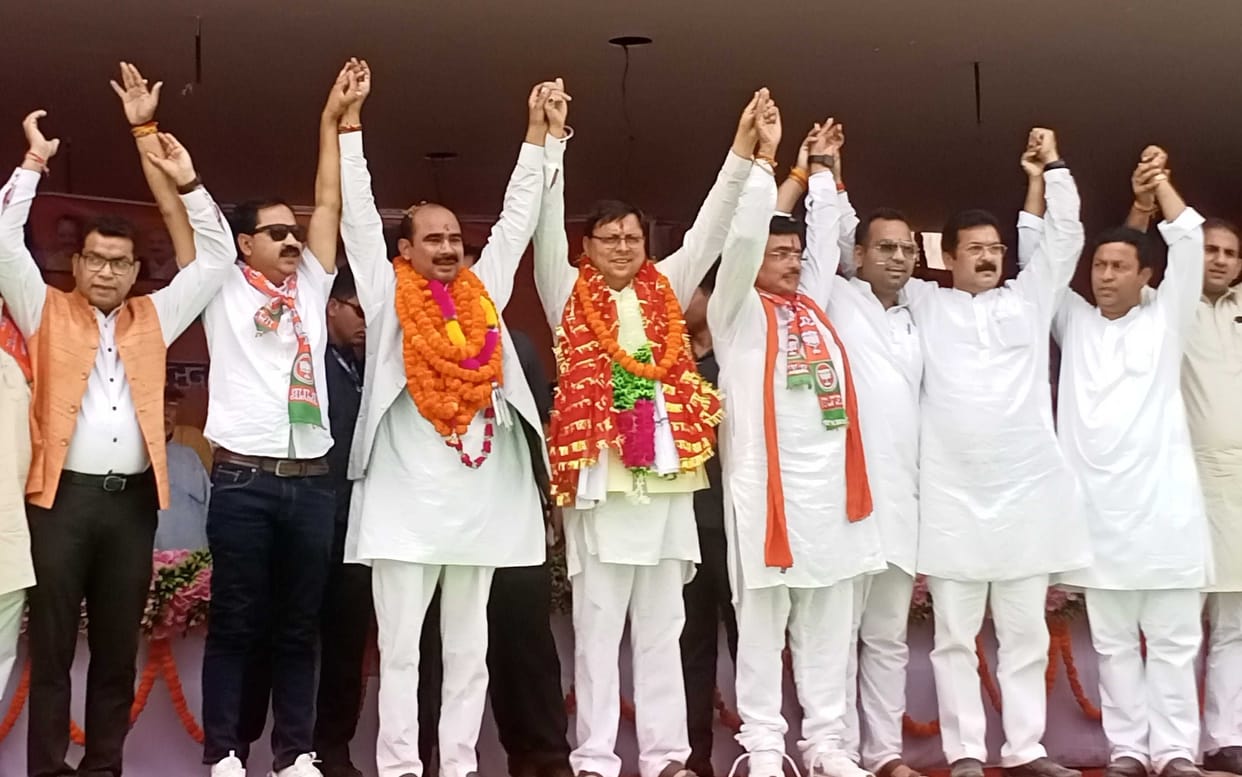 Rally of CM Dhami in Tanakpur