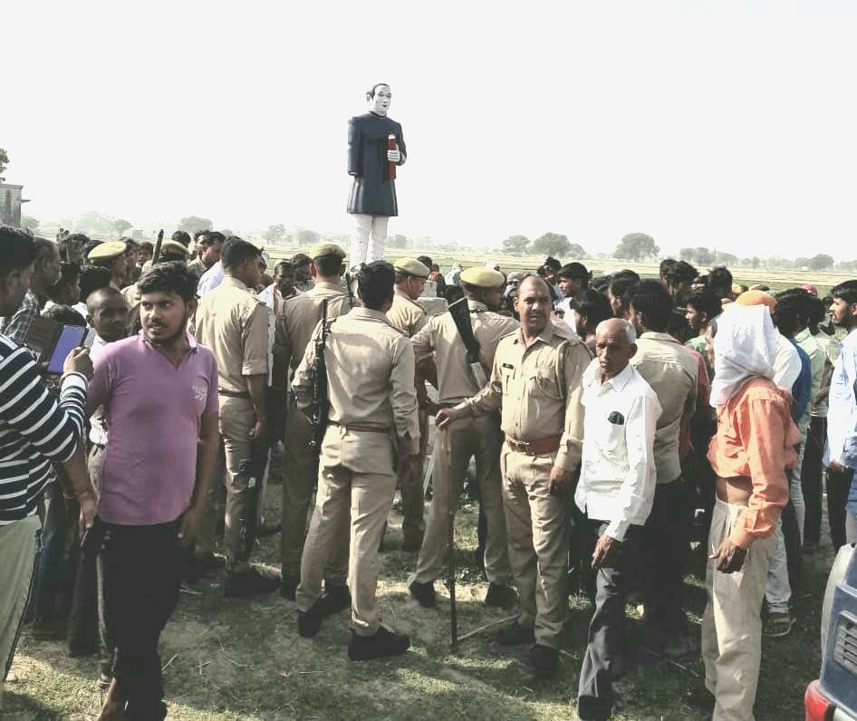 People furious after seeing the damaged statue of Ambedkar