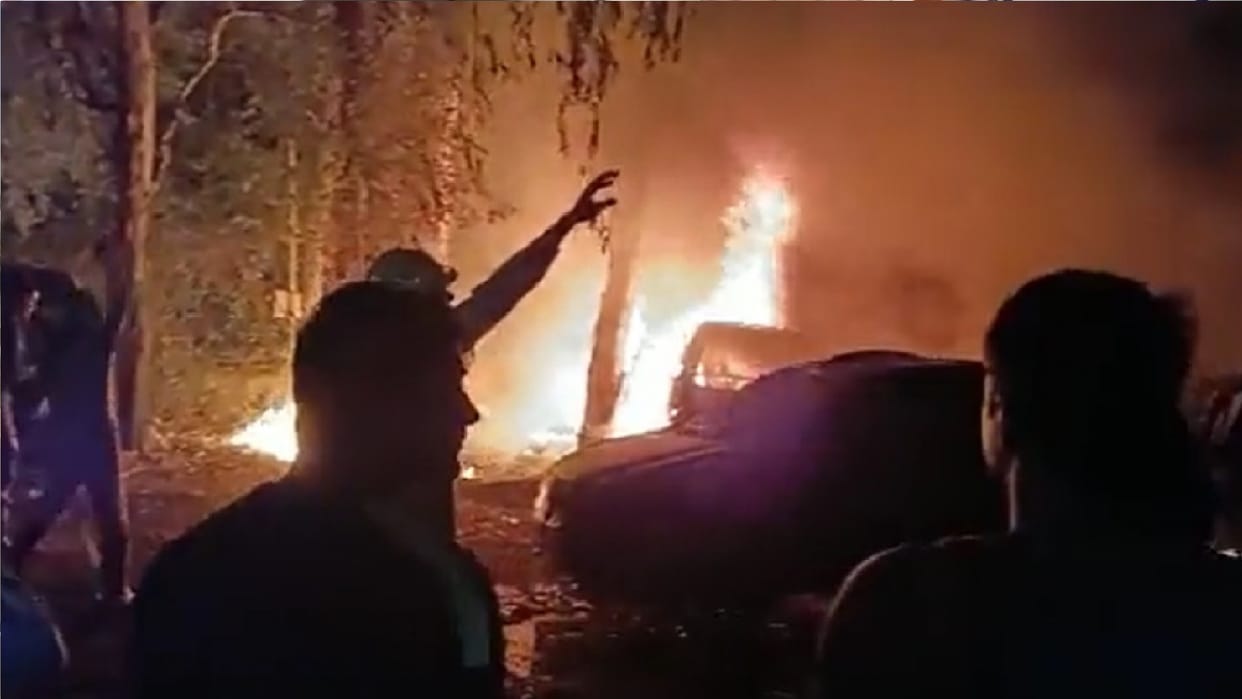 fire broke out in  parking area of PS Kalyanpuri