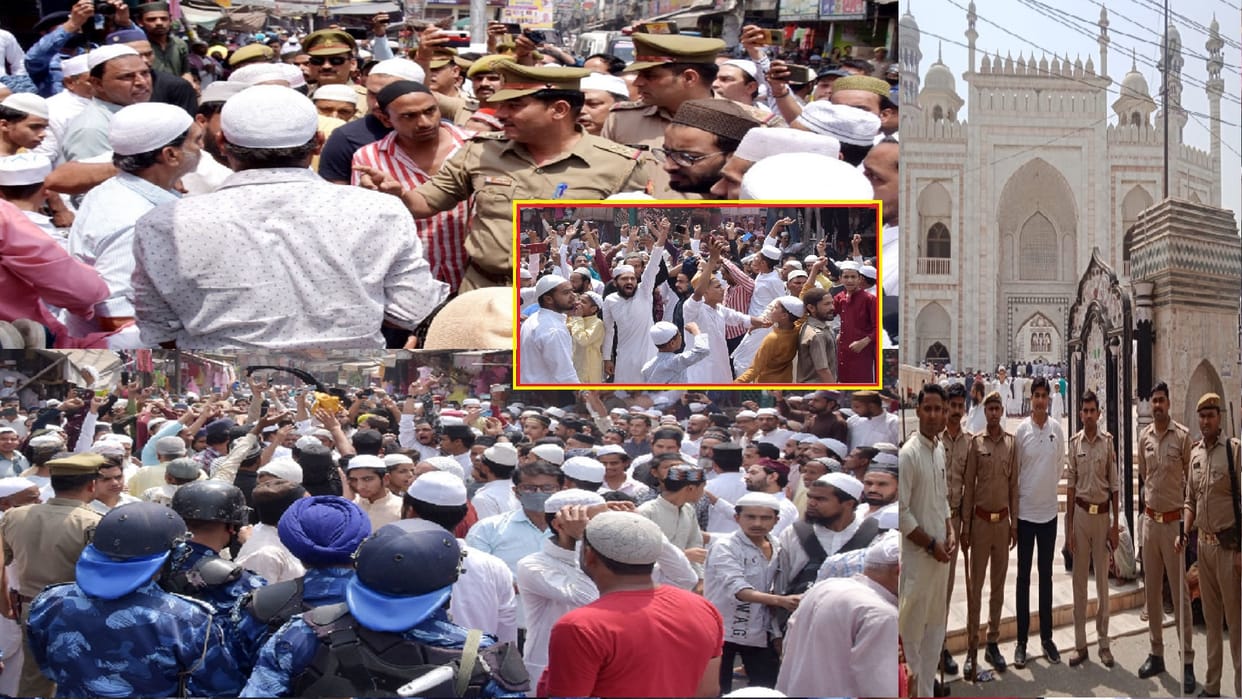 UP News: Youths have ruckus and tell slogans of Allah Hu Akbar in Saharanpur after Alvida jumma namaz see photos