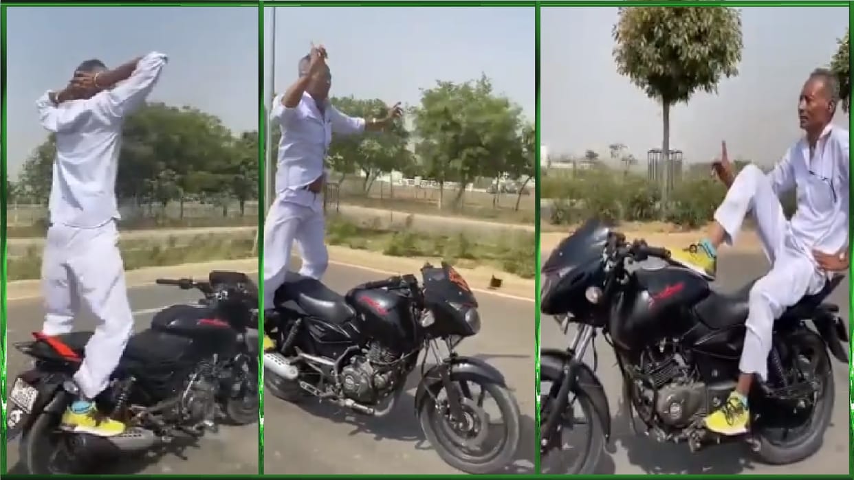 viral Video of Ghaziabad aged man doing stunts on bike RTO took action