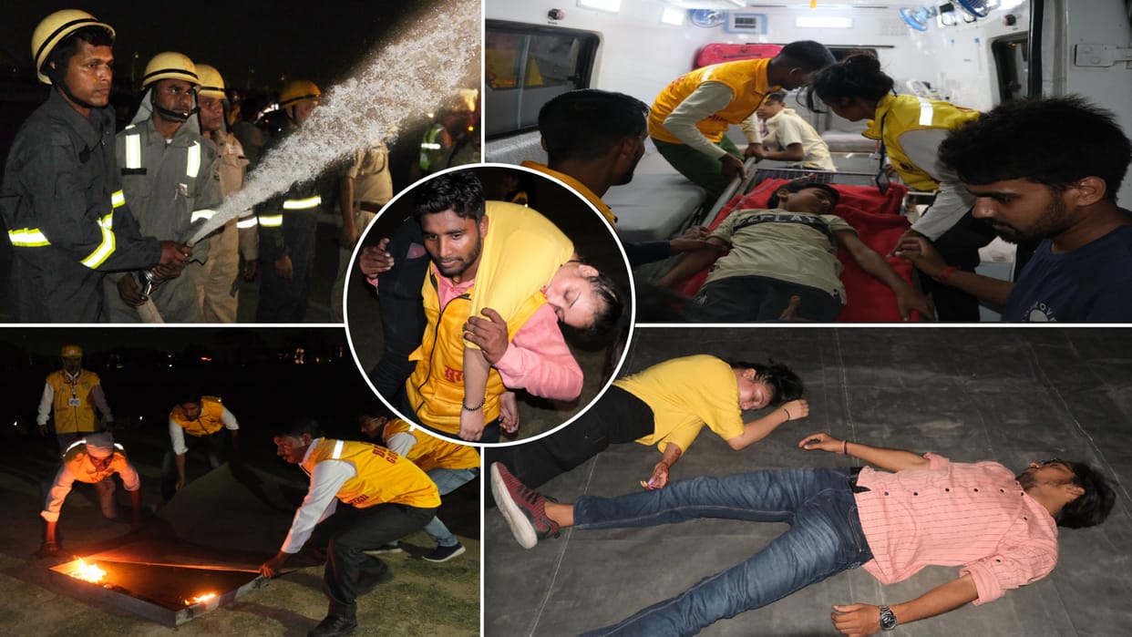Checked preparedness for defense against air attack by doing blackout exercise in gorakhpur