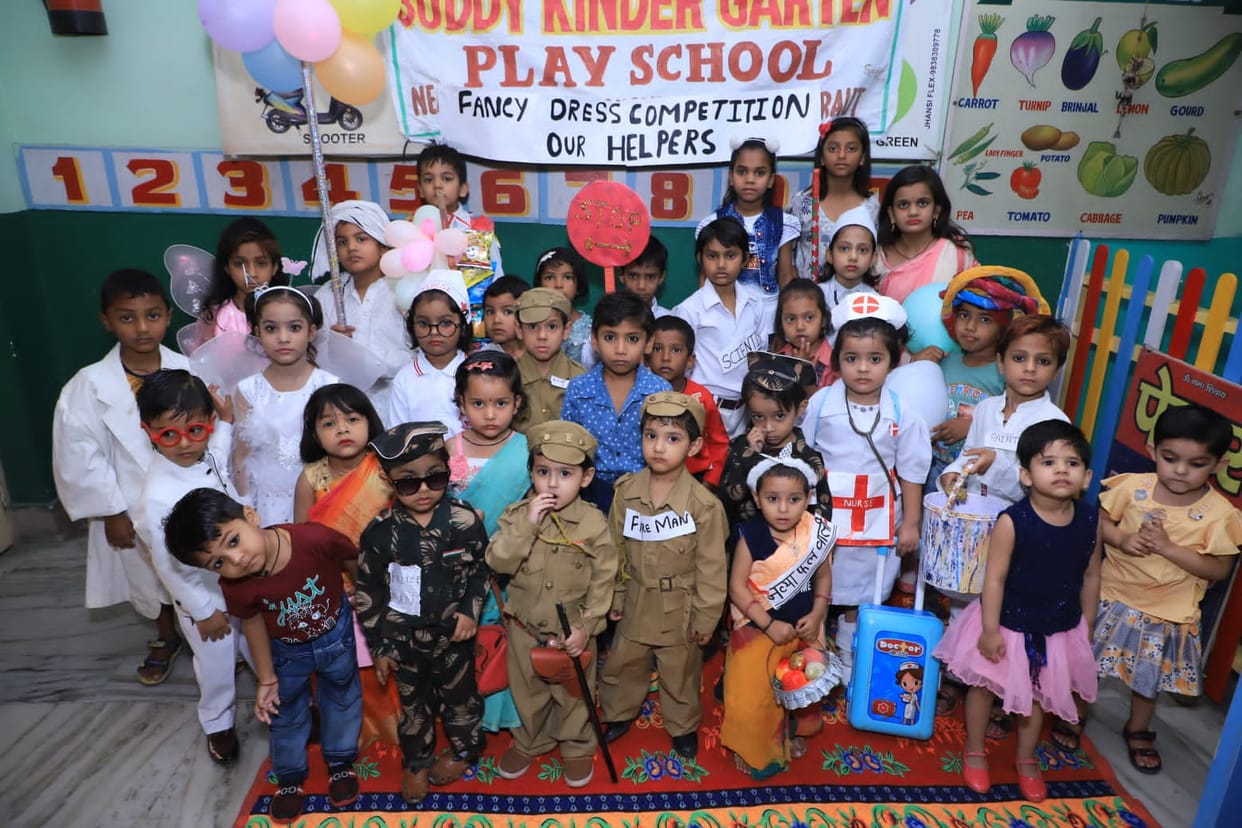 Students reached school in workers' costumes
