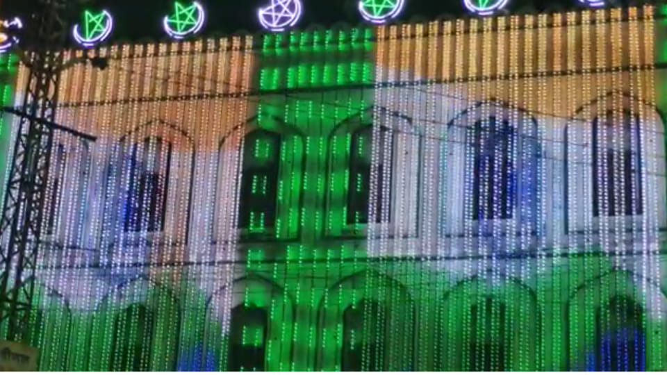 Habibi Mosque of Bhilwara decorated with Indian Tricolor