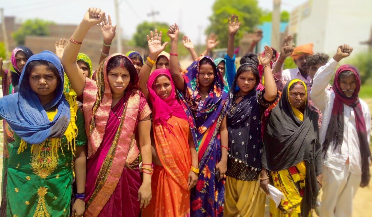 Villagers demonstrated for the repair of the road