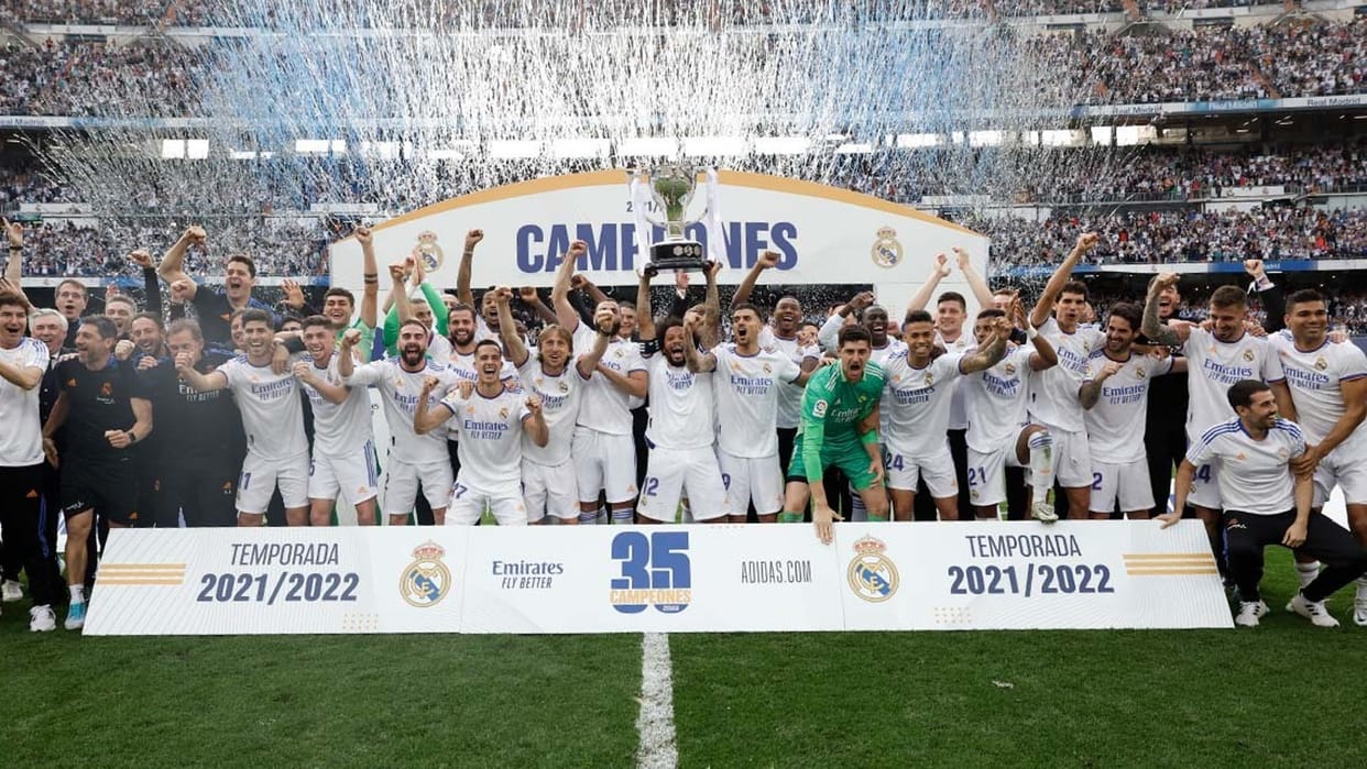La Liga Real Madrid won 35th title with four matches remaining thrashed Espanyol 4-0