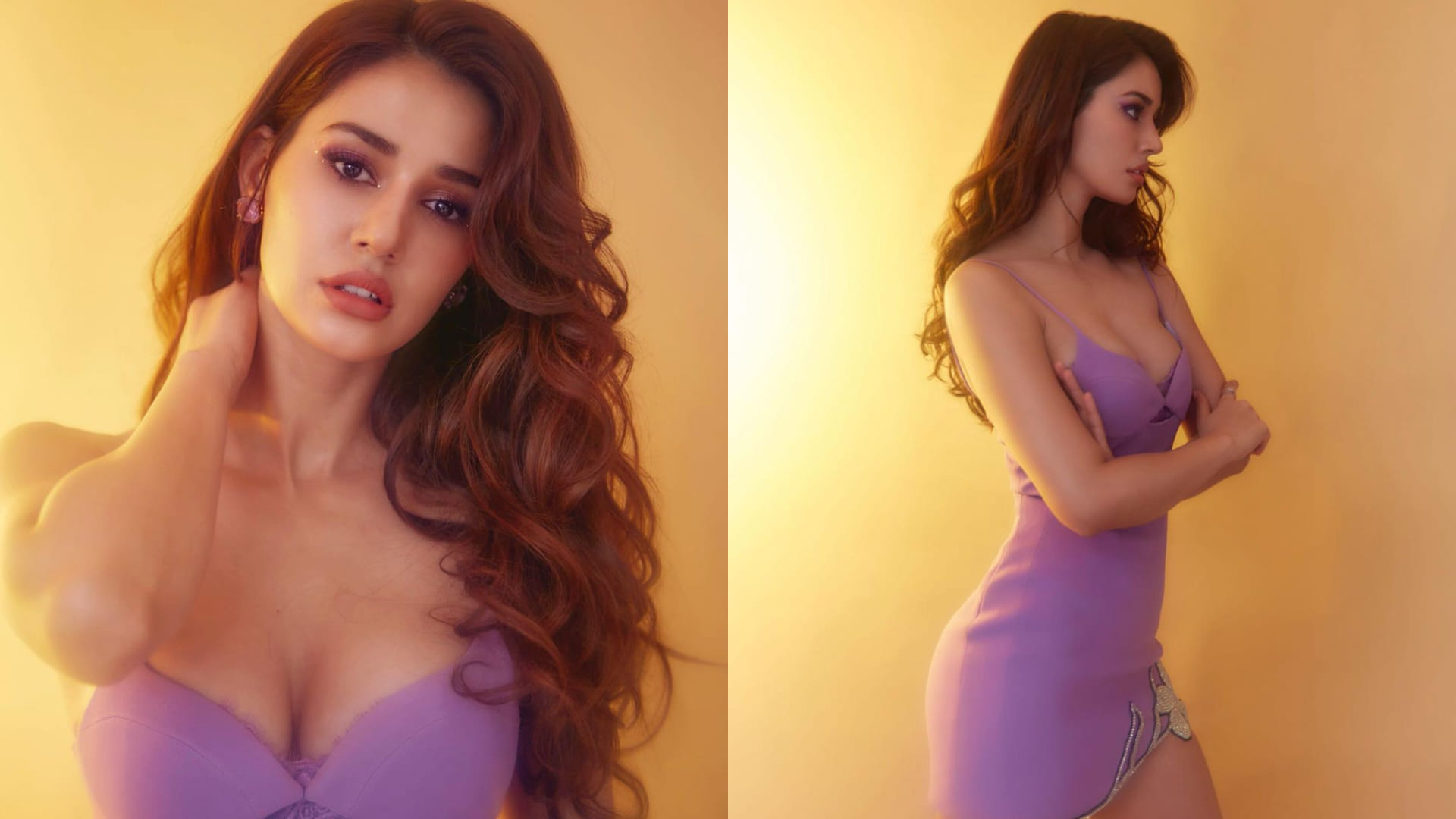 disha patani bold look in lilac mini dress with tiny bag worth 46k for heropanti 2 premiere