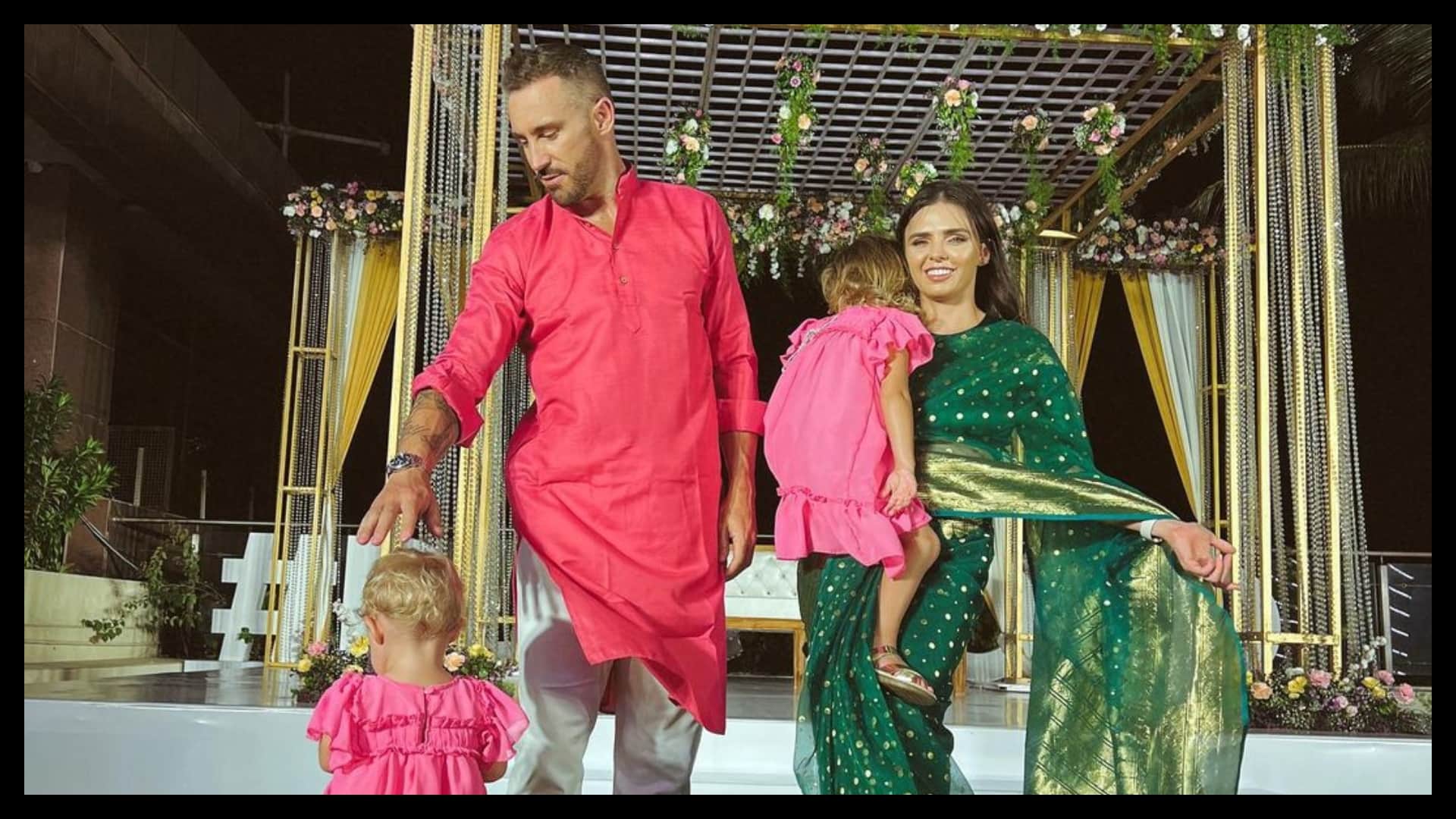 Bollywood actress anushka Sharma lended her green saree to faf du plessis wife imari for glenn maxwell wedding functions