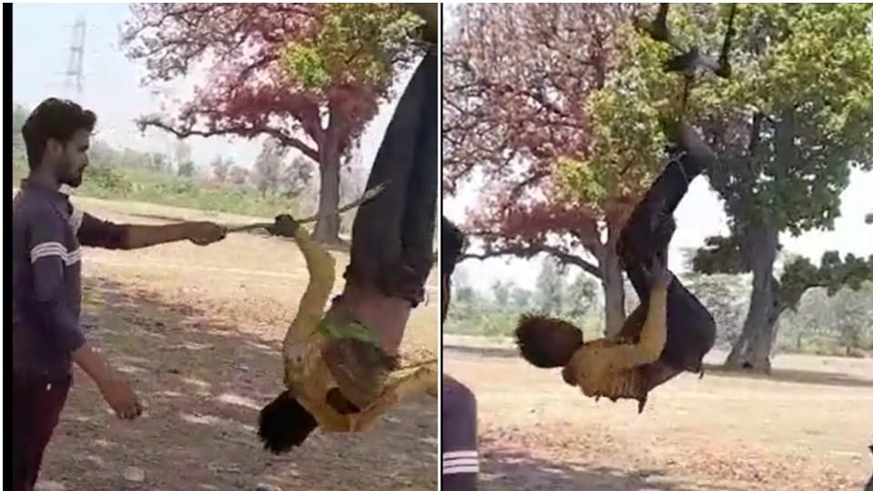 Chhattisgarh, In Bilaspur man was thrashed by 5 people as he was hung upside down from a tree