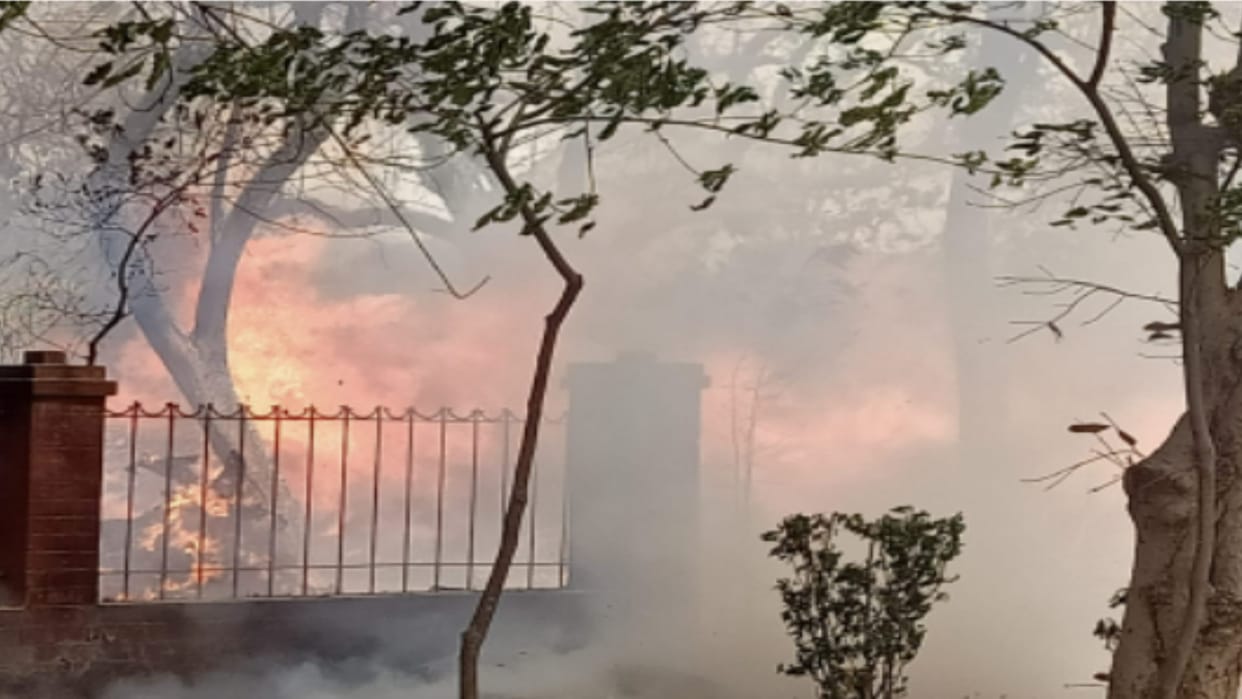 Meerut: Fire in the trees in the garbage in the historic Gandhi Bagh