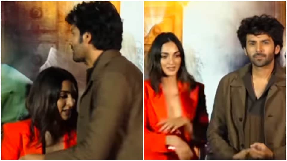 kartik aaryan protects kiara advani from cameras as she fixes her short dress people remember sushant singh rajpoot