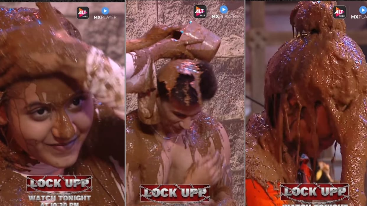kichad war in lock upp: kadi bathed their Competitors with mud in kangna show lock up