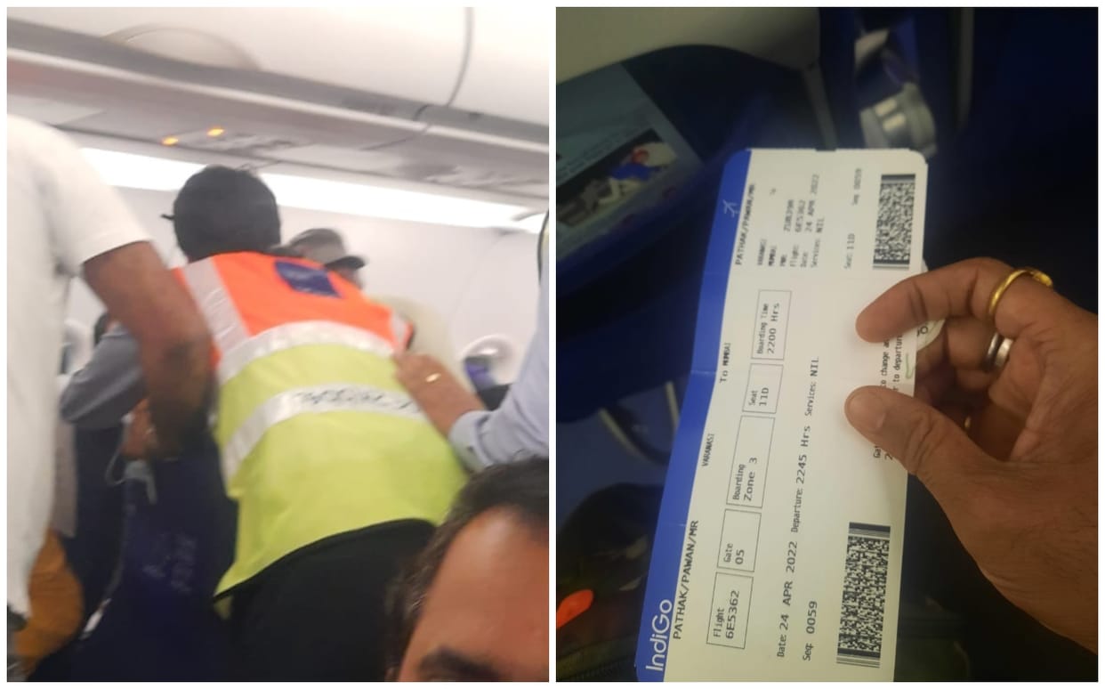 fight between male and lady passenger for seat in plane at varanasi airport  video went viral