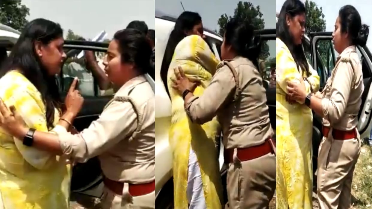Drunken woman officer ruckus in bahraich video viral