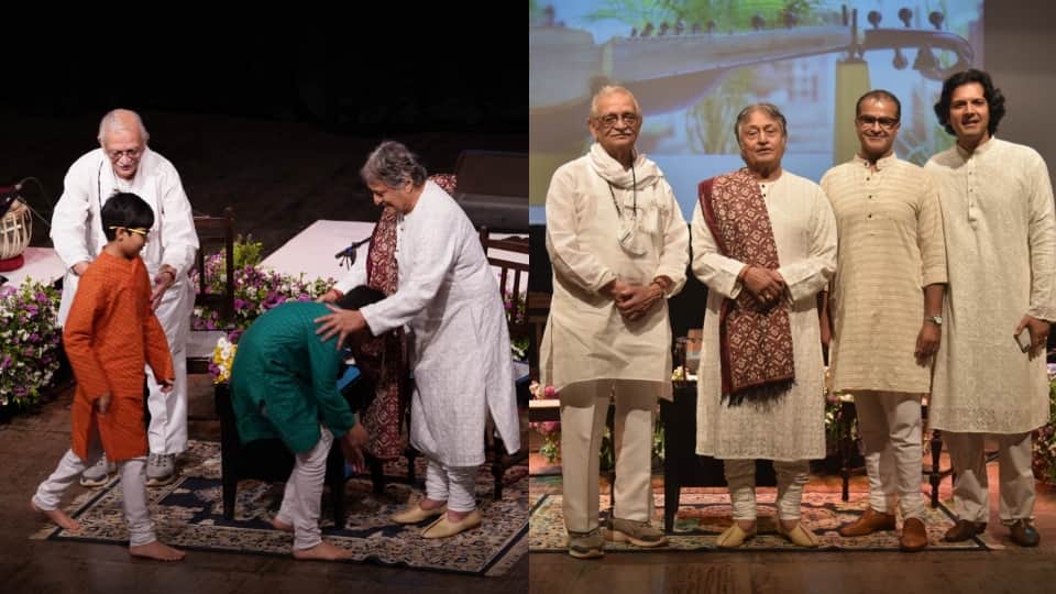 Gulzar reached to meet Sarod maestro Ustad Amjad Ali Khan photos viral on social media