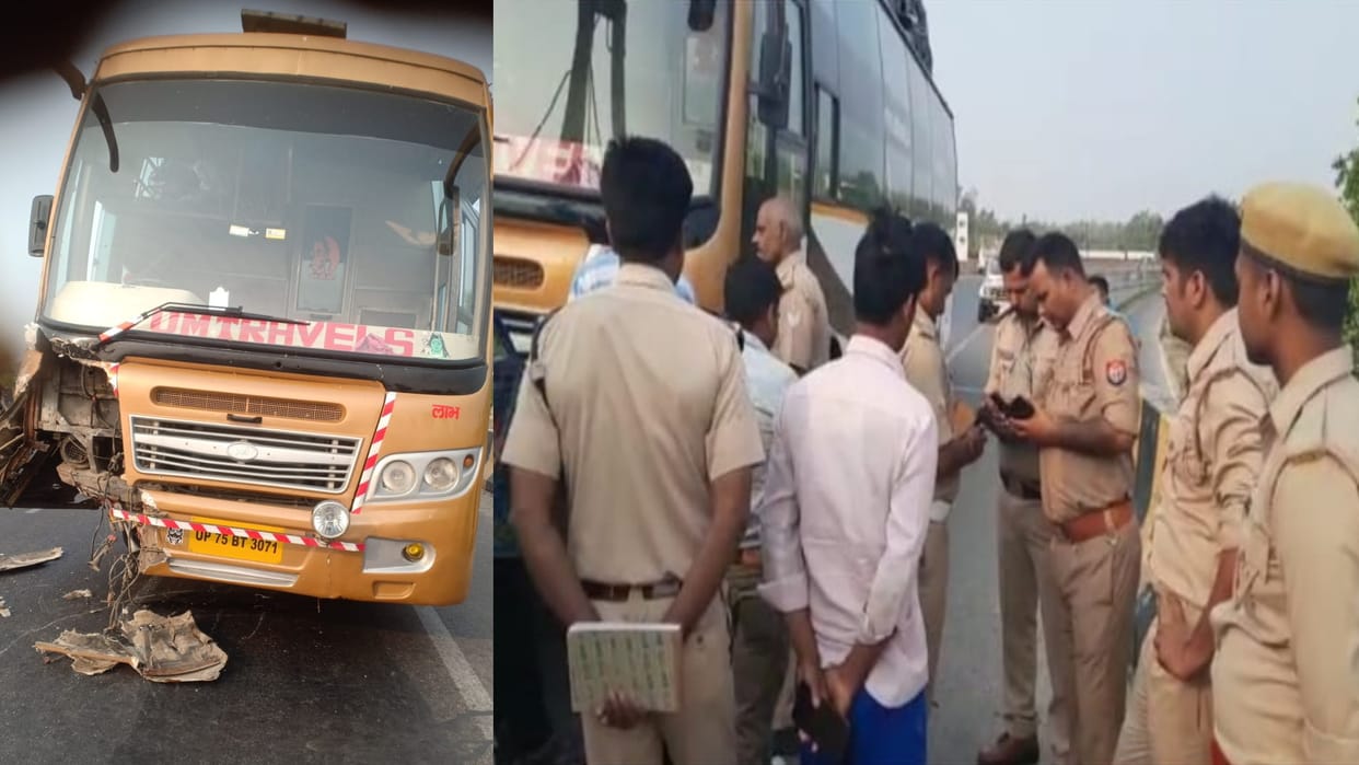Basti road accident  three bike riders died