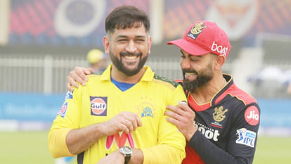 Viral Video MS Dhoni takes Virat Kohli name in dressing room speech after Chennai victory vs Mumbai Indians
