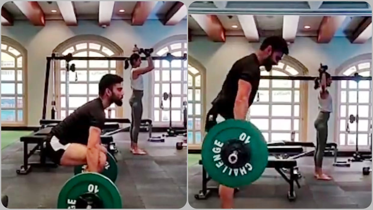 Virat-Anushka Photos: Before the match against Dhoni's CSK team, Virat Kohli sweats a lot in the gym, Anushka also there, watch video