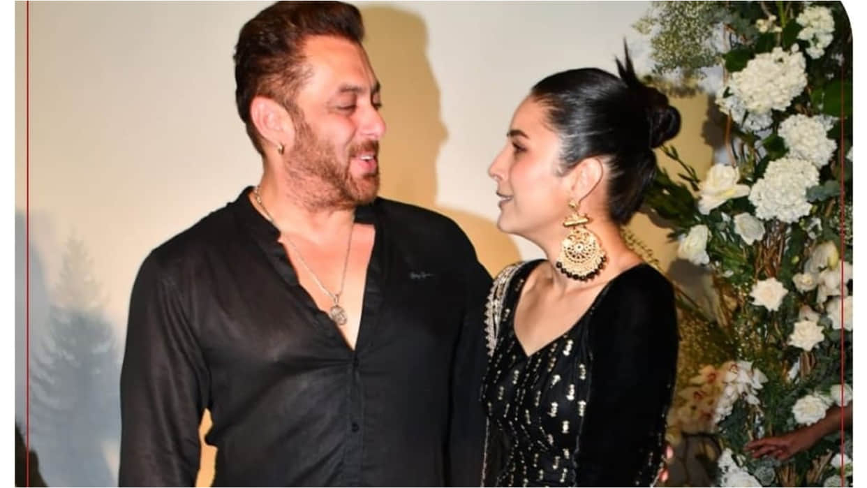 shehnaaz gill poses with salman khan in arpita khan eid party wearing black velvet kurta