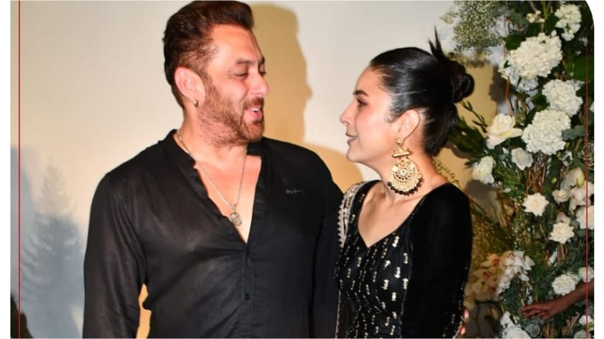 shehnaaz gill poses with salman khan in arpita khan eid party wearing black velvet kurta