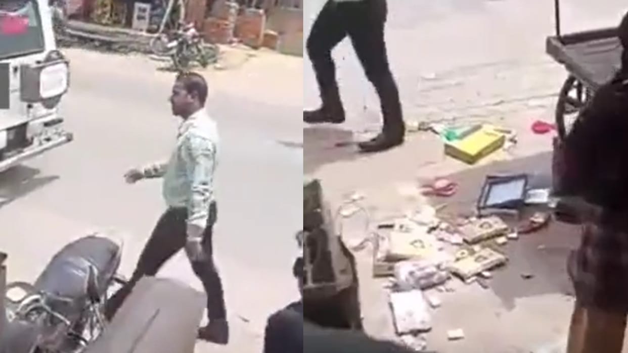 Bhind: Seeing the shops on the pavement, the SDM got furious, the goods were thrown on the road by hand carts, the video went viral
