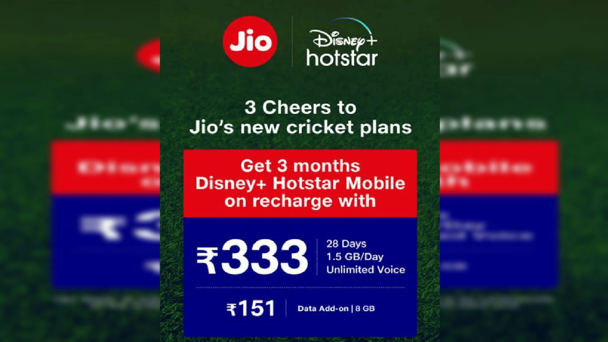 Jio new plan launched at Rs 333 with Disney plus Hotstar three month free subscription