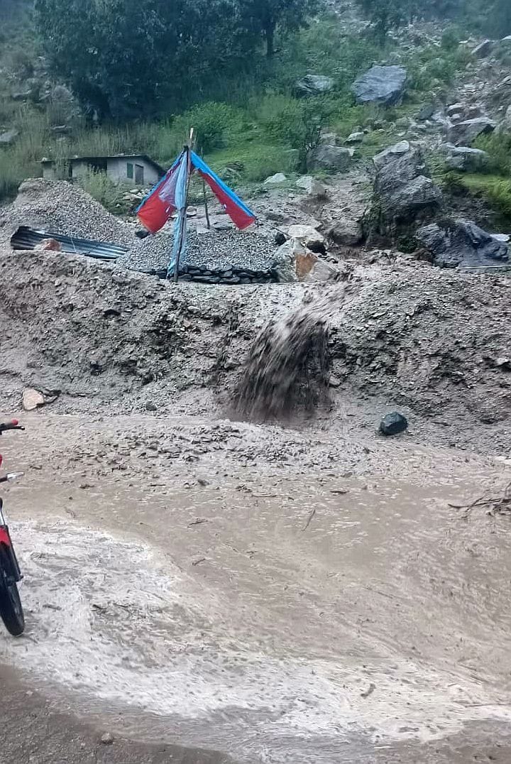 Debris on Road By Rain in Munsyari