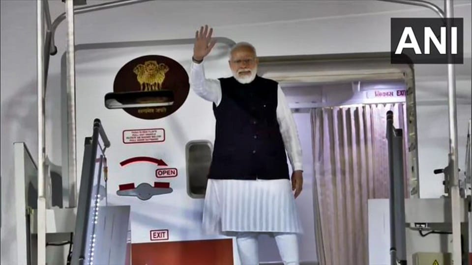 PM Modi meets French President Emmanuel Macron discusses regional and global developments leaves for home after concluding three-nation European Tour