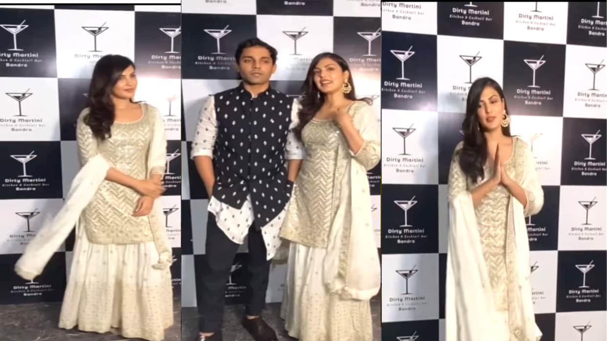 rhea chakrobarty with her brother showik chakraborty at huma qureshi eid bash