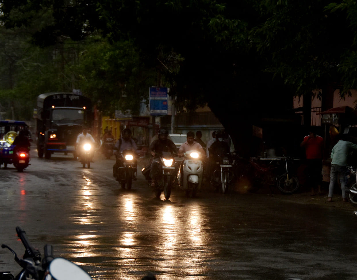 Rain accompanied by strong storm, relief from heat