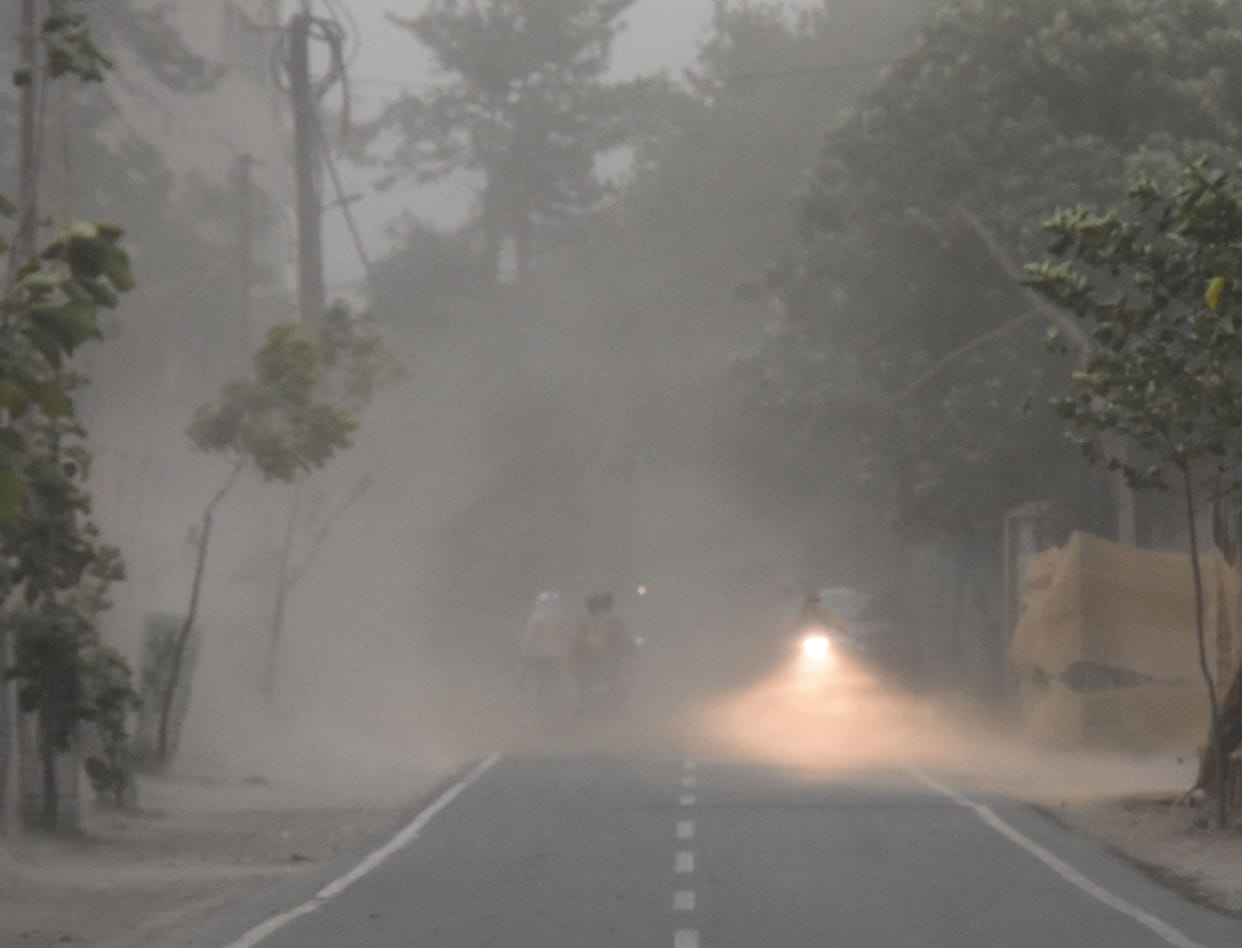 Broken roads and suffocating dust in the scorching heat