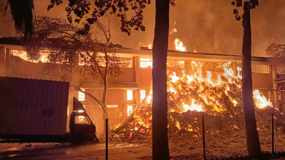 Fire broke out in cardboard tray making factory at Derabassi 