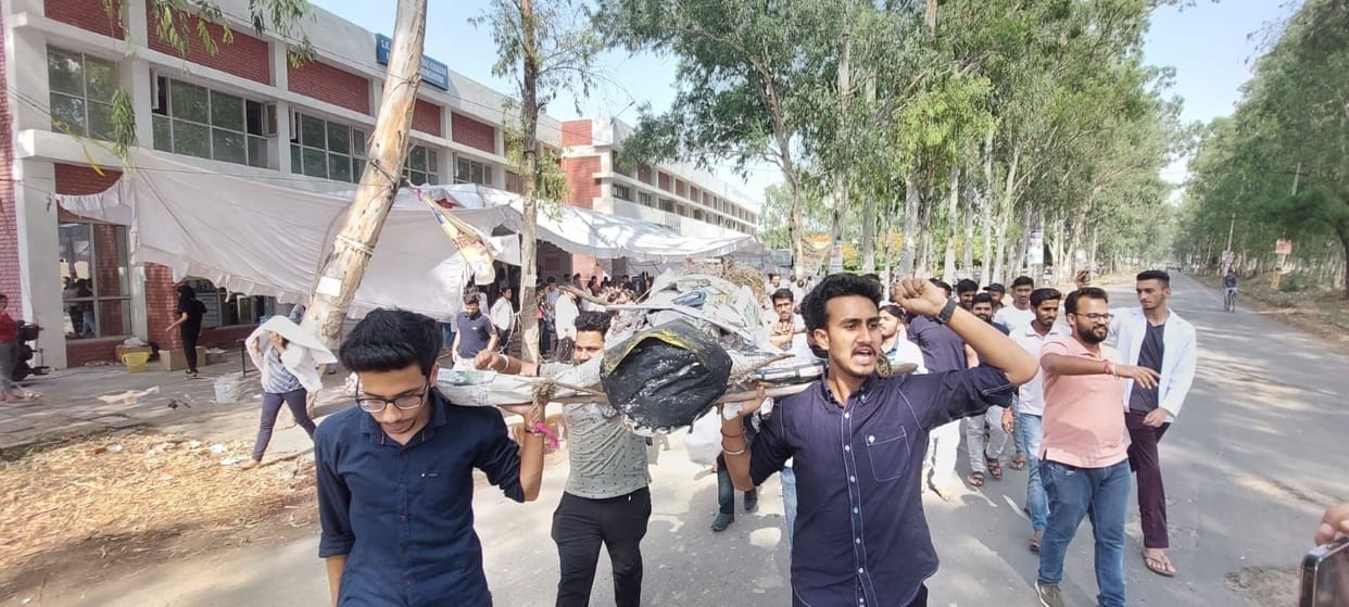 Students took out funeral procession
