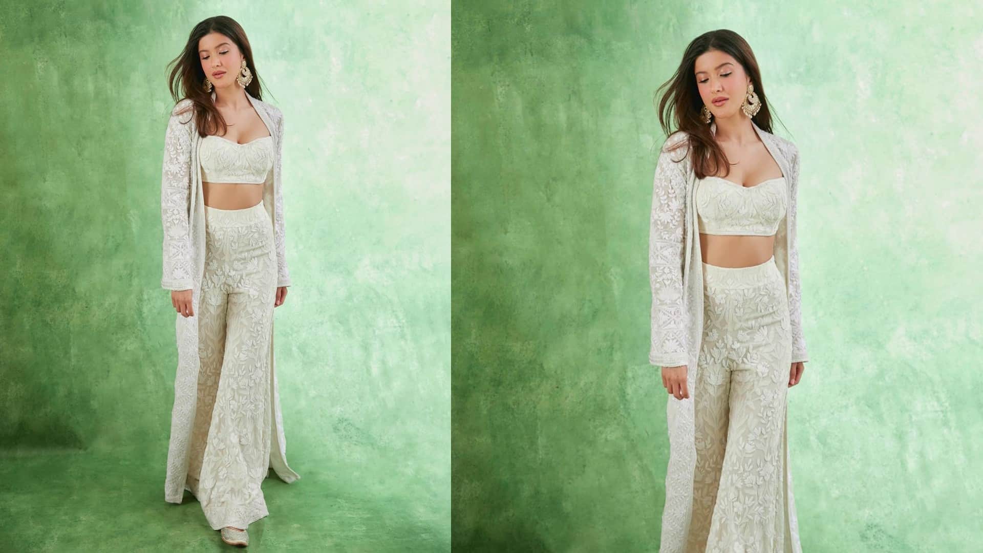 Shanaya Kapoor Latest Photos Wearing Off White Palazzo With Bralette And Shrug Goes Viral