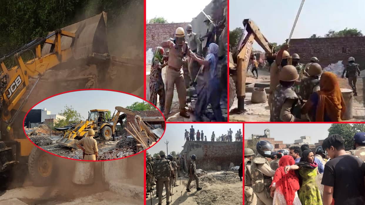 Women clashed with police as soon as the bulldozers were moving on tannery units, ten policemen were injured