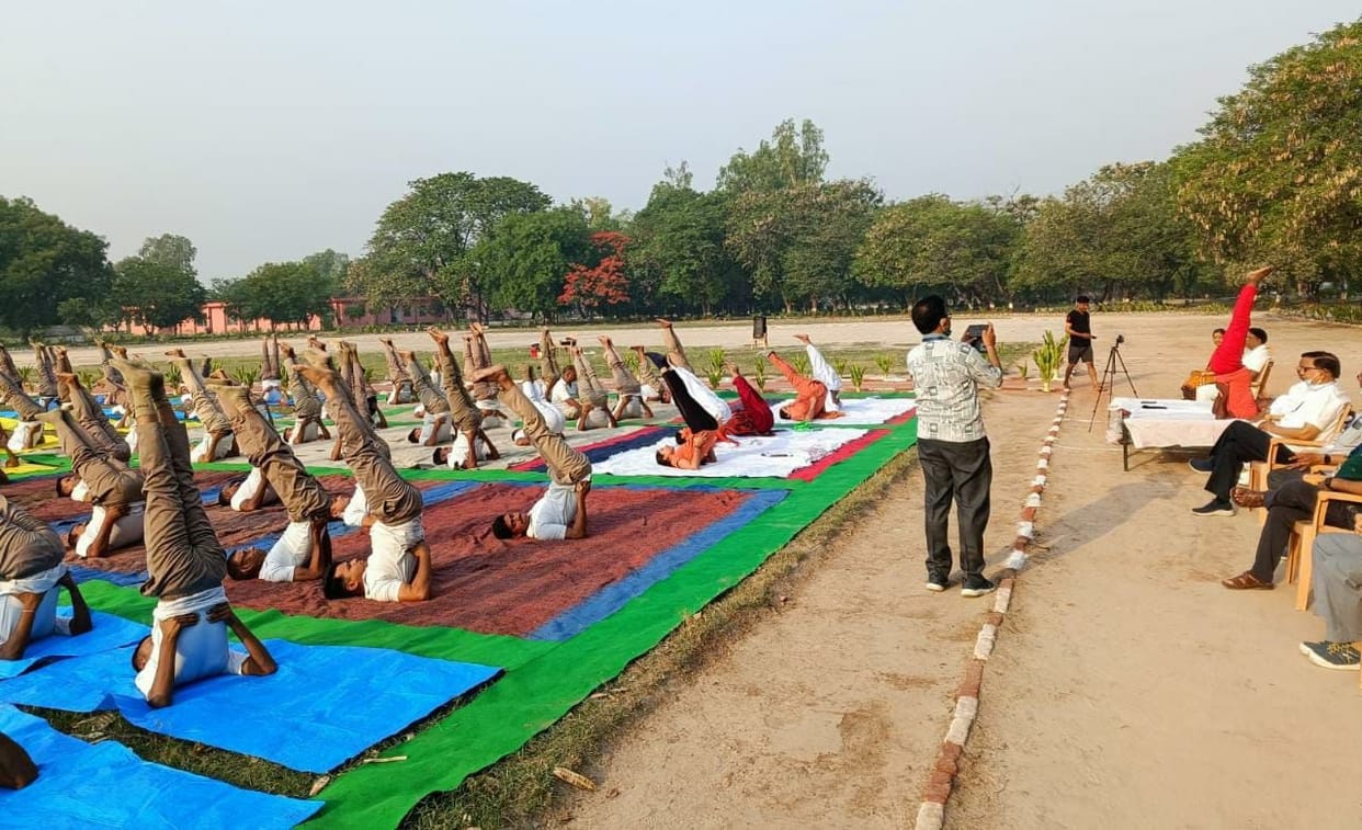 Yoga done to the soldiers at PAC Cantonment premises