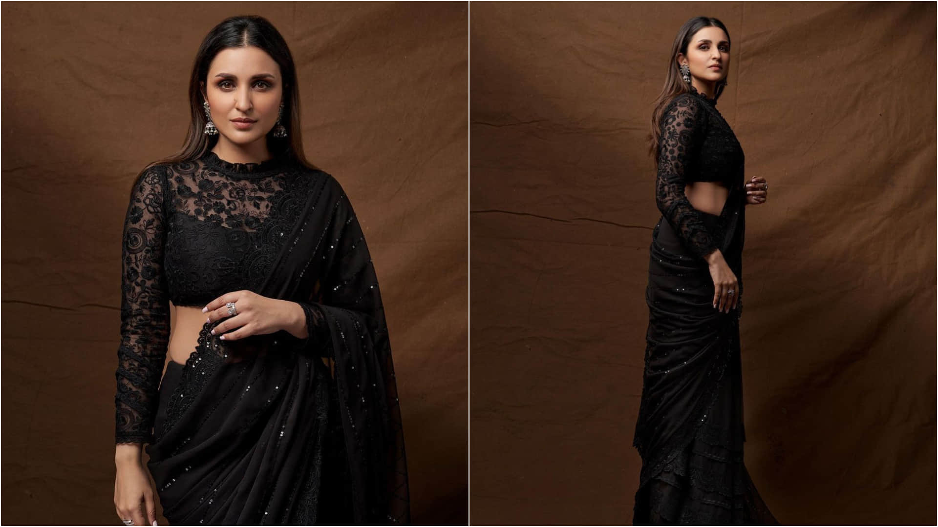 black full sleeve blouse match with saree like actress