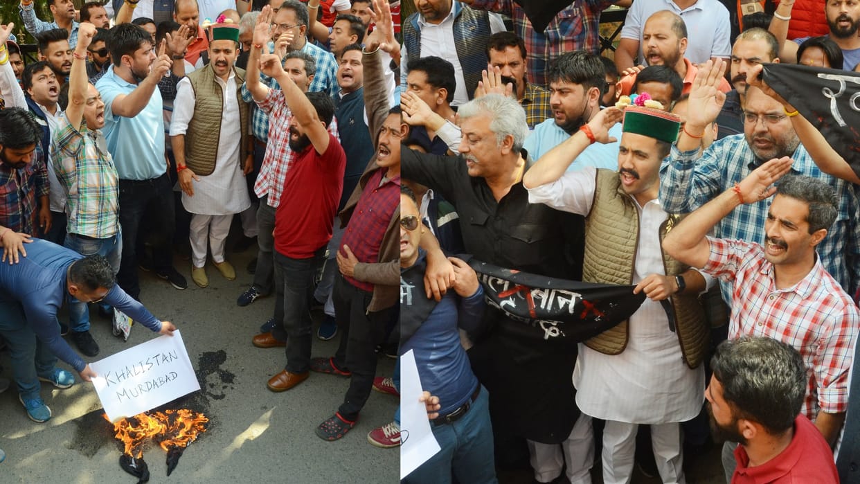 himachal congress protest outside DC office shimla Himachal Pradesh