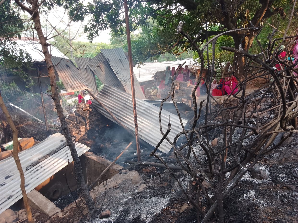 cowshed on fire