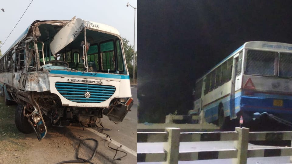 two buses collided at kurali chandigarh highway