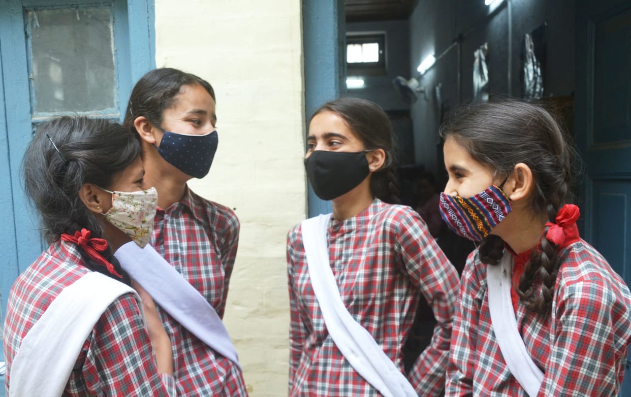 Nervous girls become jubilant after vaccination in Girls School Solan
