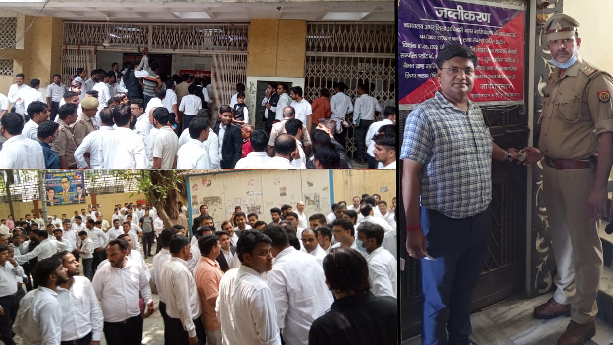 Ghaziabad scuffle between police and lawyers one hour high voltage drama in court campus inspector lock in police station for safety